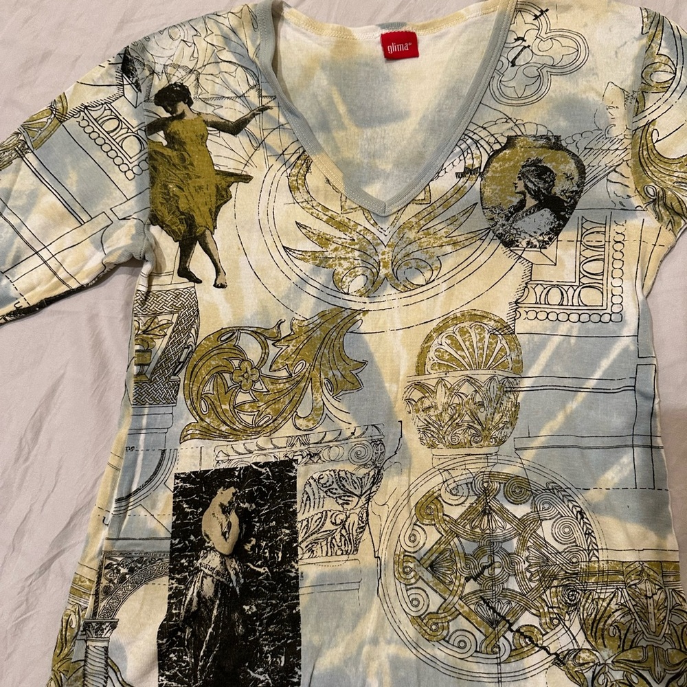 Glimmer Women's Artistic Long Sleeve Tee - Black and Gold